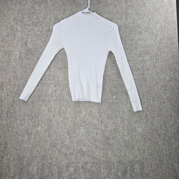 Shein Womens White Ribbed Long Sleeve Turtleneck Top Size S - Picture 1 of 7